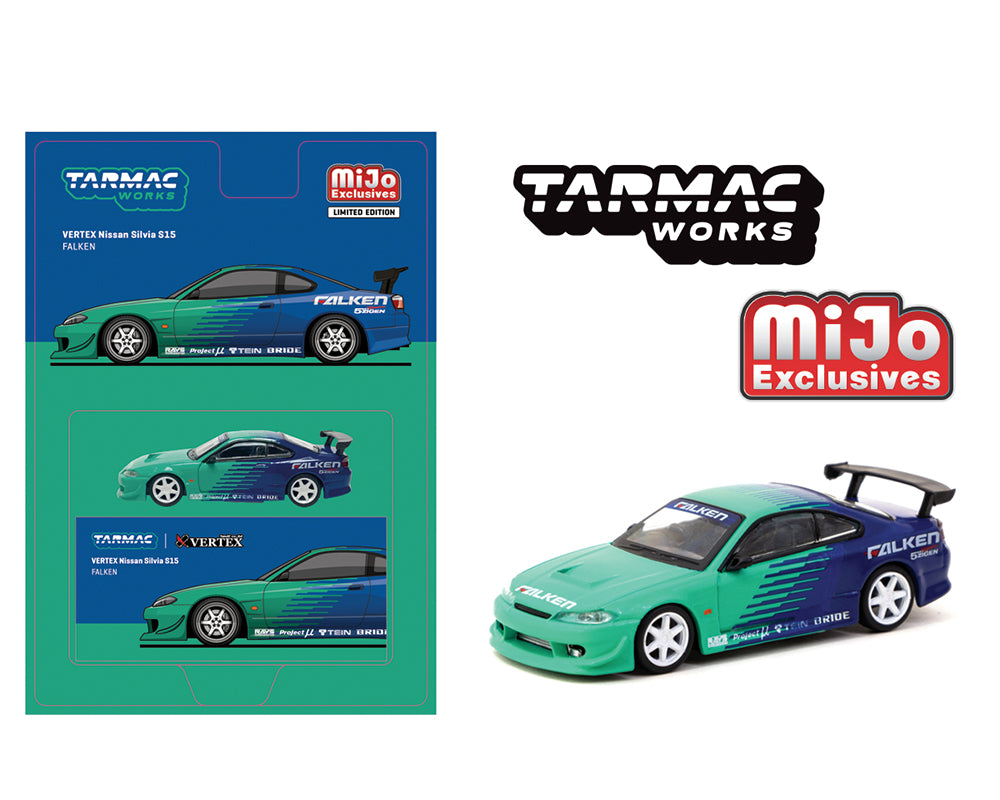(Preorder) Tarmac Works 1:64 VERTEX Nissan Silvia S15 Falken Livery – Blue – Global64 – MiJo Exclusives