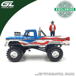 Greenlight Collectibles 1:18 Kings of Crunch - Bigfoot #1 - 1979 Ford F-250 Monster Truck USA 250 Tribute with 1:18 Bob Chandler Standing Figure Now Then & Forever Collectibles