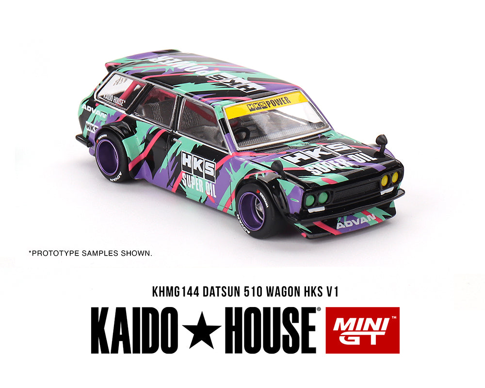 Preorder) Kaido House x Mini GT 1:64 Datsun KAIDO 510 Wagon HKS V1 – Oil Splash Pattern