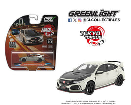 Greenlight  Tokyo Torque Series 10 – 2018 Honda Civic Type-R (FK8) with Custom Wheels and Carbon Hood – Championship White