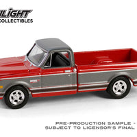 (Preorder) Greenlight 1:64 1972 Chevrolet Cheyenne C10 Short Bed – Red with Grey – Hobby Exclusive