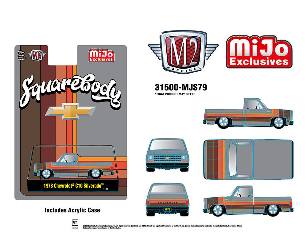 (Preorder) M2 Machines 1:64 1978 Chevrolet C10 Silverado Squarebody Pickup Truck – Cool Grey – MiJo Exclusives Limited Edition