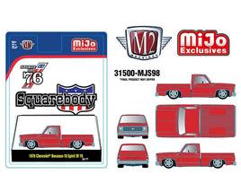 M2 Machines 1:64 1976 Chevrolet Silverado Bonanza-10 SPIRIT OF 76 Squarebody USA Special Edition – Red – MiJo Exclusives Now Then & Forever Collectibles