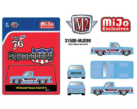 M2 Machines 1:64 1976 Chevrolet Silverado Bonanza-10 SPIRIT OF 76 Squarebody USA Special Edition – Blue – MiJo Exclusives Now Then & Forever Collectibles