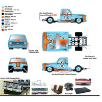 (Preorder) M2 Machines 1:64 Mijo Exclusives Auto-Haulers 1973 Chevrolet C30 Wedge Truck & 1978 Chevrolet Silverado 10 Bedless Gulf Livery – Blue – Limited Edition