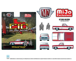M2 Machines 1:64 Diorama Series 2026 “C10s In The Park” 1978 Chevrolet Silverado w 2 Figures – Two-Tone Red White – Mijo Exclusives