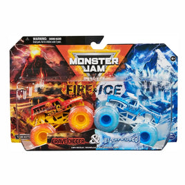 Monster Jam, Official Fire and  Ice Grave Digger and El Toro Loco Die-Cast Monster Trucks