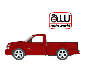 (Preorder) Auto World 1:64 2005 Chevrolet Silverado SS Custom Single Cab Version B – Candy Apple Red Metallic