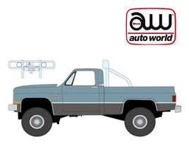 Auto World 1:64 2026 Premium Release 2A – 1987 Chevy Silverado Fleetside 4×4 w/Roll Bar & Push Bar- Light Blue