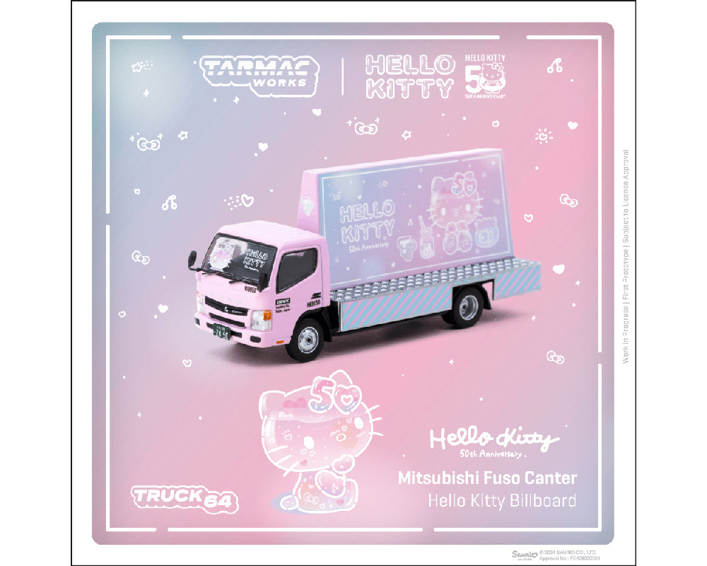 Preorder) Tarmac Works 1:64 Mitsubishi Fuso Canter Billboard Truck – Pink – Truck64