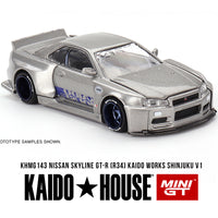 Preorder) Kaido House x Mini GT 1:64 Nissan Skyline GT-R (R34) Kaido Works SHINJUKU V1 – Silver