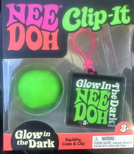 NeeDoh Clip-It Glow in the Dark Green Squishy Brand New