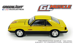 1:64 GL Muscle Series 30 - 1979 Ford Mustang Cobra Fastback - Bright Yellow with Black and Red Cobra Hood Graphics and Stripe Treatment