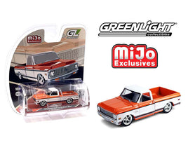 Greenlight 1:64 1972 Chevrolet C-10 Short Bed Custom – Orange with White Two-Tone – Mijo Exclusives