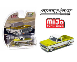 Greenlight 1:64 1972 Chevrolet C-10 Short Bed Custom – Mustard Yellow with White Two-Tone – Mijo Exclusives
