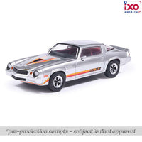 IXO MODEL 1979 Chevrolet Camaro Z28 - Silver with Orange Stripes Now Then & Forever Collectibles