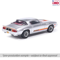 IXO MODEL 1979 Chevrolet Camaro Z28 - Silver with Orange Stripes Now Then & Forever Collectibles