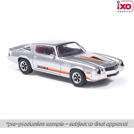 IXO MODEL 1979 Chevrolet Camaro Z28 - Silver with Orange Stripes Now Then & Forever Collectibles