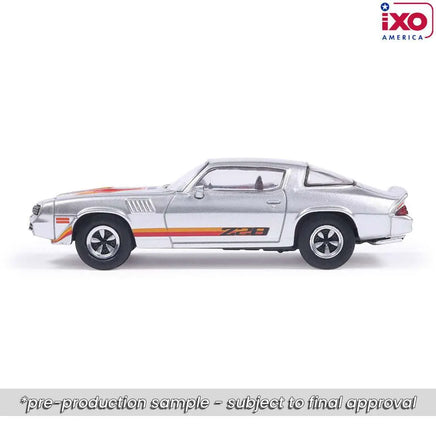 IXO MODEL 1979 Chevrolet Camaro Z28 - Silver with Orange Stripes Now Then & Forever Collectibles