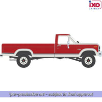 IXO Models 1984 Ford F-250 XLT Lariat Long Bed Styleside 4x4 - Victoria Tu-Tone Bright Canyon Red with Wimbledon White Now Then & Forever Collectibles