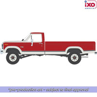 IXO Models 1984 Ford F-250 XLT Lariat Long Bed Styleside 4x4 - Victoria Tu-Tone Bright Canyon Red with Wimbledon White Now Then & Forever Collectibles
