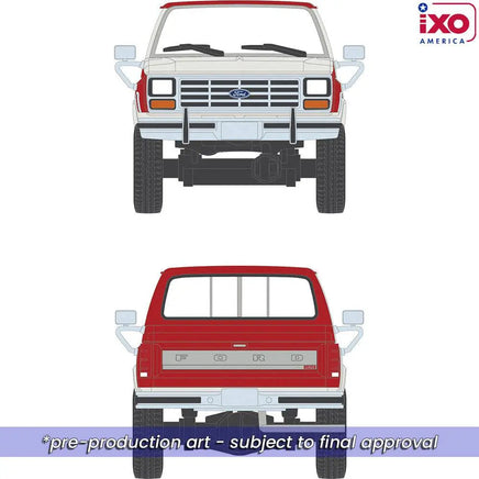 IXO Models 1984 Ford F-250 XLT Lariat Long Bed Styleside 4x4 - Victoria Tu-Tone Bright Canyon Red with Wimbledon White Now Then & Forever Collectibles