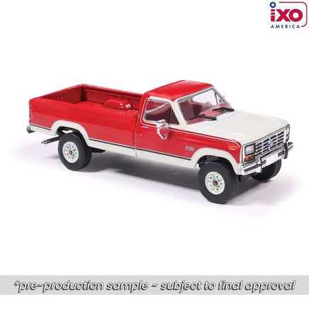 Ixo Model 1:64 1984 Ford F-250 XLT Lariat Long Bed Styleside 4x4 - Victoria Tu-Tone Bright Canyon Red with Wimbledon White Now Then & Forever Collectibles