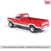 Ixo Model 1:64 1984 Ford F-250 XLT Lariat Long Bed Styleside 4x4 - Victoria Tu-Tone Bright Canyon Red with Wimbledon White Now Then & Forever Collectibles