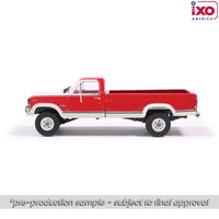 Ixo Model 1:64 1984 Ford F-250 XLT Lariat Long Bed Styleside 4x4 - Victoria Tu-Tone Bright Canyon Red with Wimbledon White Now Then & Forever Collectibles