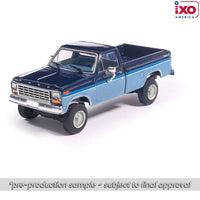 Ixo Model 1981 Ford F-150 Custom Explorer Short Bed Styleside 4x2 - Tu-Tone Midnight Blue Metallic and Medium Blue Glow Now Then & Forever Collectibles