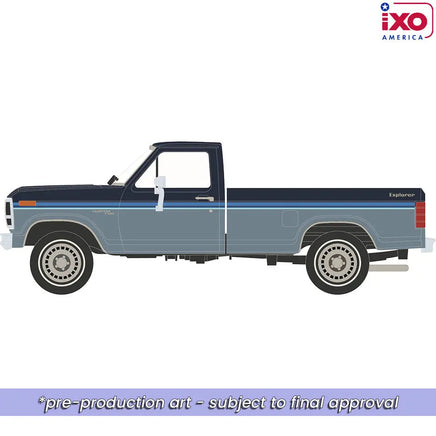 IXO MODELS 1981 Ford F-150 Custom Explorer Short Bed Styleside 4x2 - Tu-Tone Midnight Blue Metallic and Medium Blue Glow Now Then & Forever Collectibles