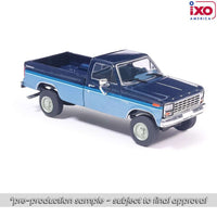 Ixo Model 1981 Ford F-150 Custom Explorer Short Bed Styleside 4x2 - Tu-Tone Midnight Blue Metallic and Medium Blue Glow Now Then & Forever Collectibles