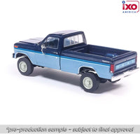 Ixo Model 1981 Ford F-150 Custom Explorer Short Bed Styleside 4x2 - Tu-Tone Midnight Blue Metallic and Medium Blue Glow Now Then & Forever Collectibles
