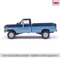 Ixo Model 1981 Ford F-150 Custom Explorer Short Bed Styleside 4x2 - Tu-Tone Midnight Blue Metallic and Medium Blue Glow Now Then & Forever Collectibles