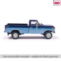 Ixo Model 1981 Ford F-150 Custom Explorer Short Bed Styleside 4x2 - Tu-Tone Midnight Blue Metallic and Medium Blue Glow Now Then & Forever Collectibles