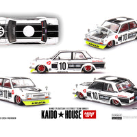 Preorder Kaido House x Mini GT 1:64 Datsun 510 Street Team XMM V1- White