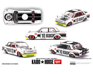 Preorder Kaido House x Mini GT 1:64 Datsun 510 Street Team XMM V1- White