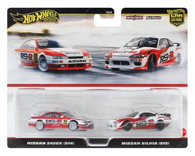 Hot Wheels 1:64 Car Culture Premium 2-Car Set Nissan 240SX (S14) & Nissan Silvia (S15)