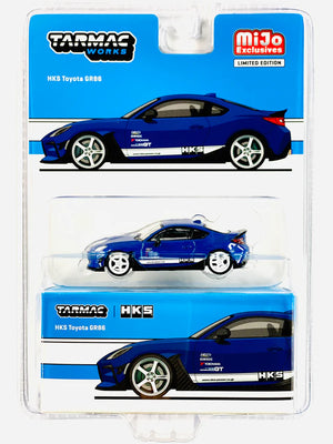 Tarmac Works Mijo Exclusives Global 64 HKS Toyota GR86 Blue Metallic