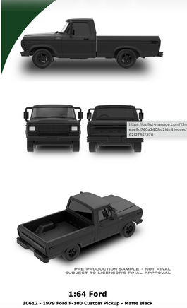 Greenlight Collectibles 1:64 1979 Ford F-100 Custom Pickup - Matte Black (Hobby Exclusives) Now Then & Forever Collectibles