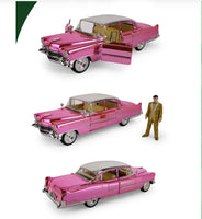 Greenlight 1:18 Elvis Presley (1935-77) - 1955 Cadillac Fleetwood Series 60 "Pink Cadillac" Chrome Edition with Elvis Gold Suit Figure