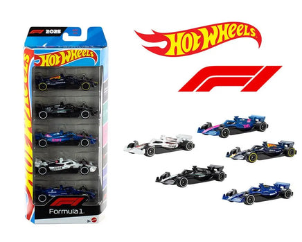 Hot Wheels 1:64 Basic 5 Pack Set F1 Racing 2025 Now Then & Forever Collectibles