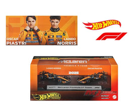 Hot Wheels 1:64 F1 2-Pack 2025 Racing Premium Team McLaren Oscar Piastri #81 / Lando Norris #4 Now Then & Forever Collectibles