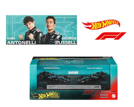 Hot Wheels 1:64 F1 2-Pack 2025 Racing Premium Team Mercedes-AMG George Russel #63 / Kimi Antonelli #12 Now Then & Forever Collectibles