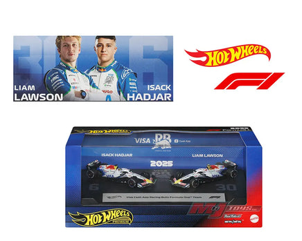 Hot Wheels 1:64 F1 2-Pack 2025 Racing Premium Team Racing Bulls Liam Lawson #30 / Isack Hadjar #6 Now Then & Forever Collectibles