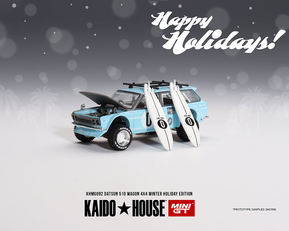 Kaido House x Mini GT 1:64 Datsun 510 Wagon Kaido GT Surf Safari RS Winter Holiday Edition