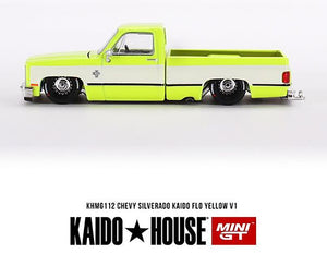 Preorder MINI GT 1/64 KAIDO HOUSE CHEVY RHD SILVERADO FLO YELLOW