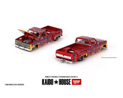 (Preorder) Kaido House x Mini GT 1:64 Chevrolet Silverado Dually on Fire V1 – Red with Flames - KHMG127