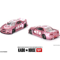 (Preorder) Kaido House x Mini GT 1:64 Nissan Skyline GT-R (R34) Kaido Racing Factory V1 – KHMG128 Pink -