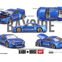 (Preorder) Kaido House x Mini GT 1:64 Nissan Skyline GT-R (R34) Kaido Works (V2 Aero) SHINJUKU V2- Blue